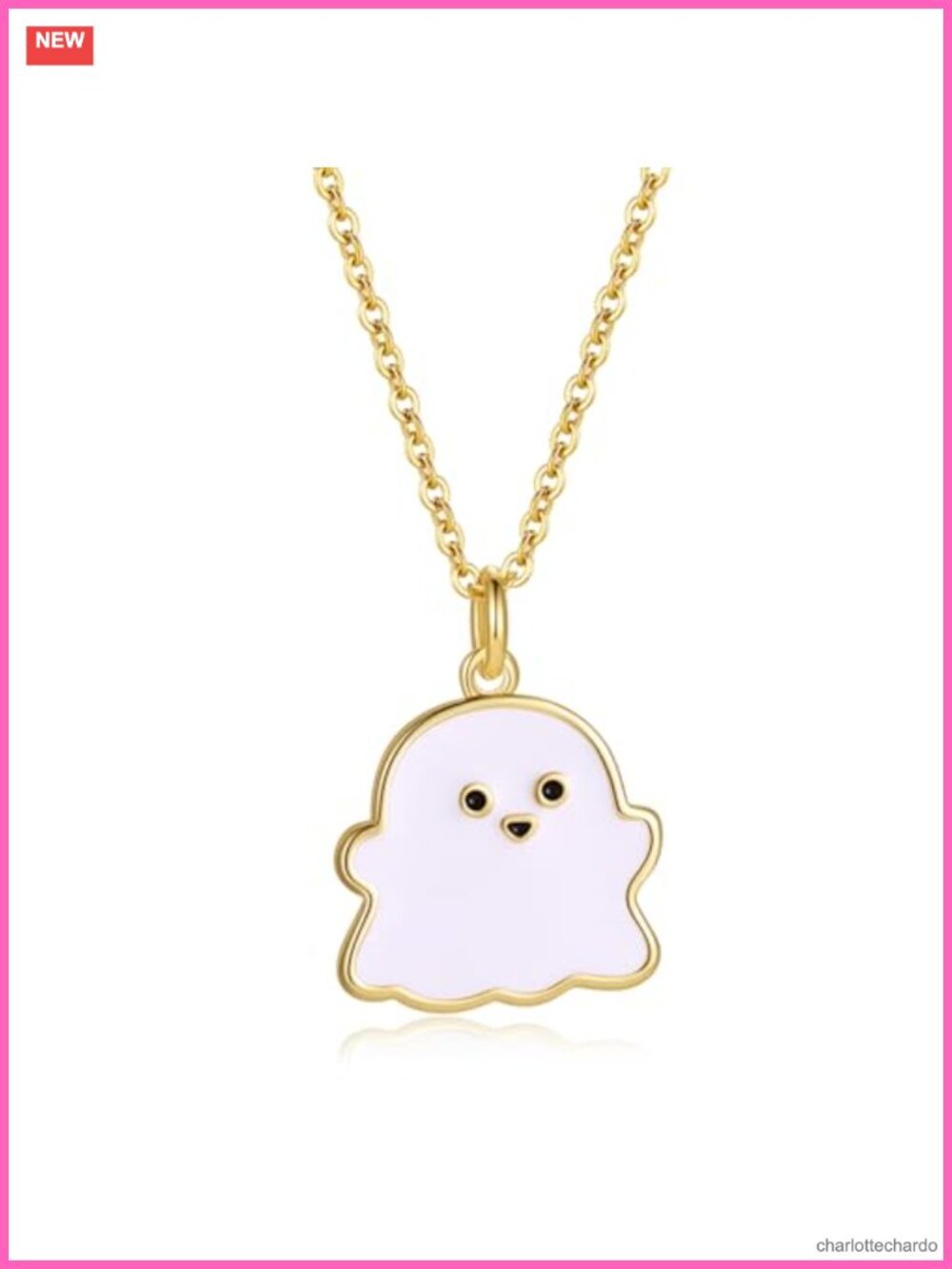 14K Gold Plated Ghost Pendant Necklace Halloween Cute